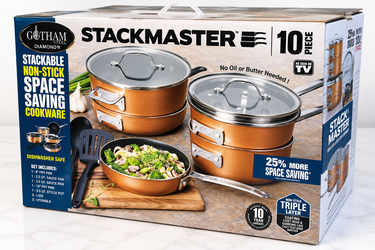 NEW Gotham Steel StackMaster 10-Piece Nonstick Cookware Set – Copper