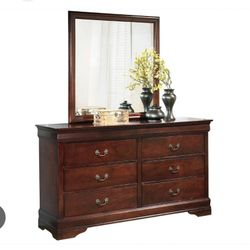Dark Wood Dresser with Mirror