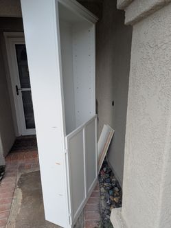 White Wood Bookcase with Door Panel
