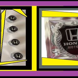 ➡️(New) Honda Tire Valve Stem Caps and Keychain Plus Honda Motors 3D Metal Emblems