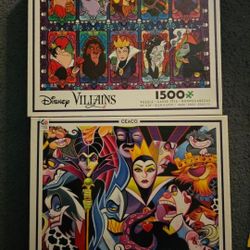 New! 2 Disney VILLIAN jigsaw Puzzles 1500 Piece