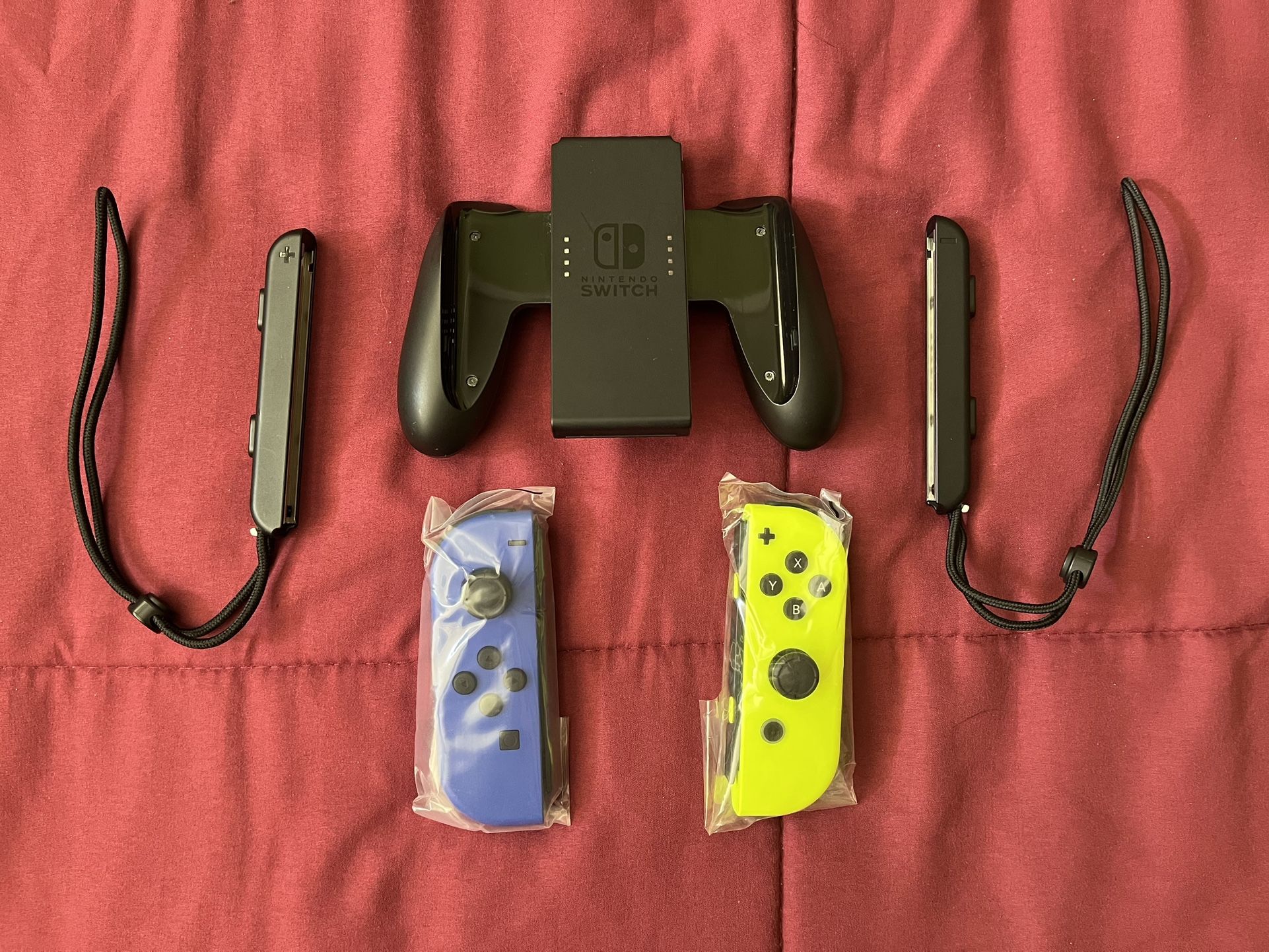 Brand New Joycons For Nintendo Switch + Grip And Straps