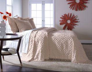 Diamond Chenille Bedspread 100% Cotton