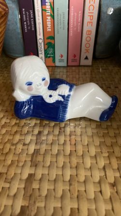 Vintage Porsgrund Norway Blue And White Figurine 