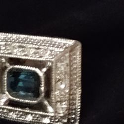 Aqua Marine And Diamond Lapel Pin