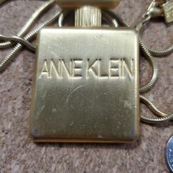 Vintage Anne Klein Perfume Bottle Shape Brooch Pin Gold Tone Very Hard To Find Designer Necklace Statement Piece Jewellery

