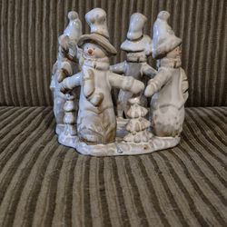 Porcelain Snowman Candle Holder