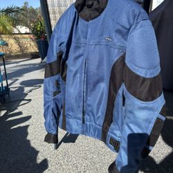 Men’s Motorcycle Jacket. Blue And Black Fabric