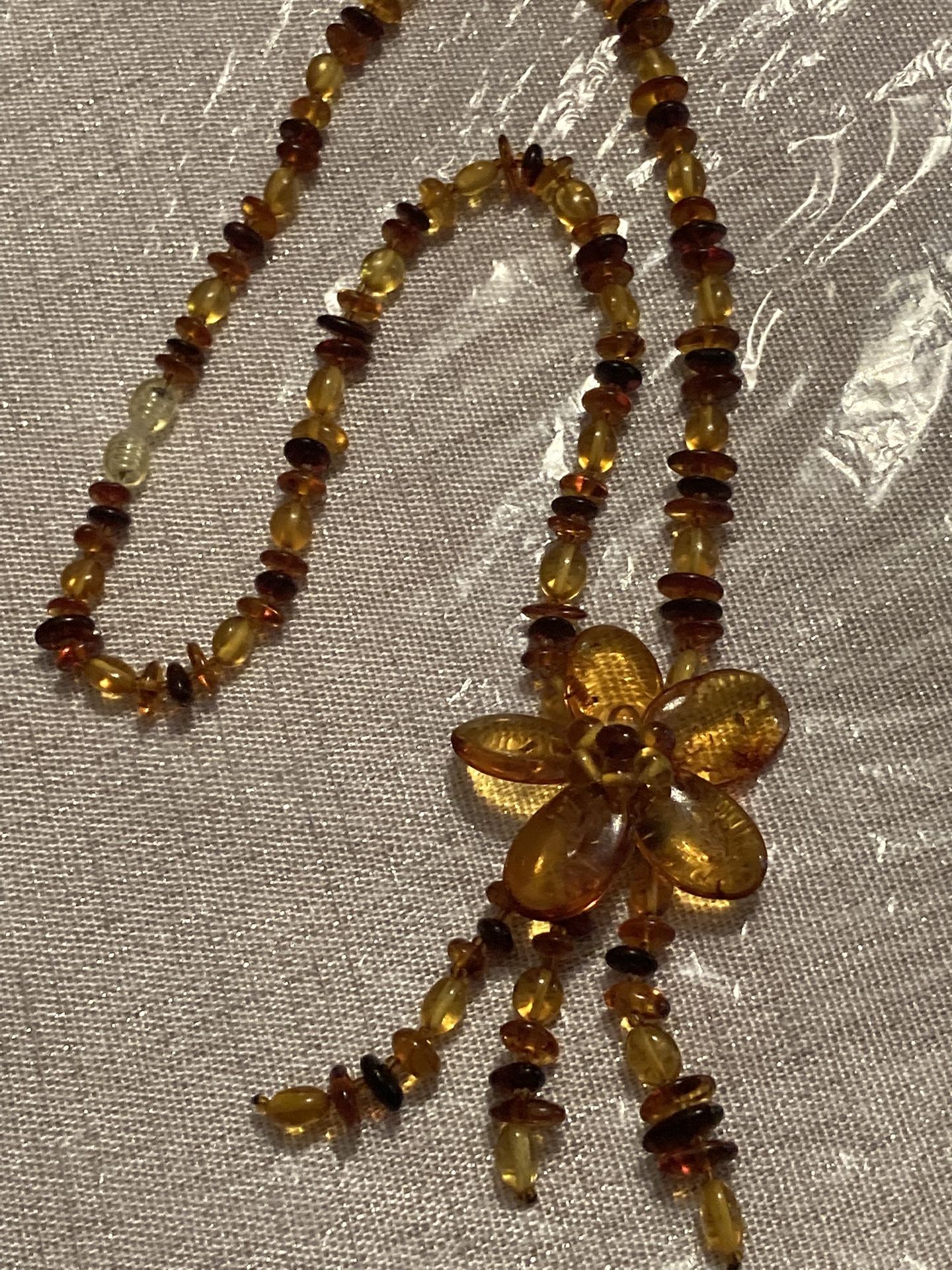 Baltic Amber Two Colored Flower Necklace