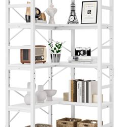NUMENN 5 Tier Corner Bookshelf, Modern Corner Bookcase