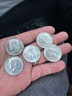 5 coins 1964 United States Kennedy half dollar featuring the profile of President John F. Kennedy on the obverse. This first-year issue is historicall