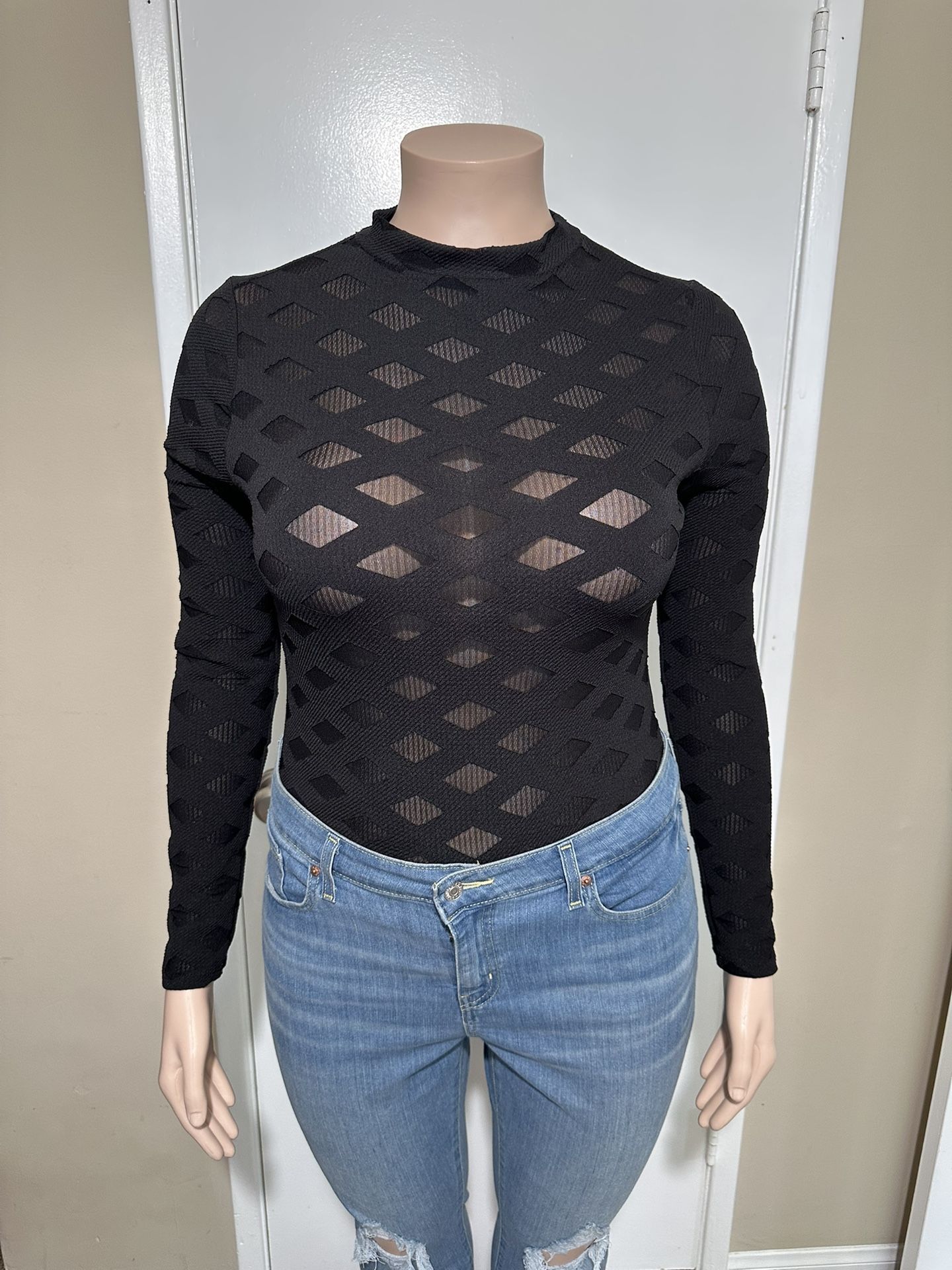 Fashion Nova Women’s Black Sheer Bodysuit