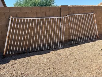 White Metal Outdoor Fencing (Rust Damage) Four Pieces - 14’ x 58” Total