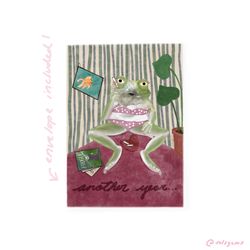 Handmade Birthday Card Anniversary Card Funny frog