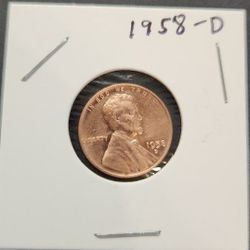 1958 Denver Mint Wheat Penny Uncirculated 