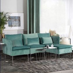 Velvet Green Modular Couch