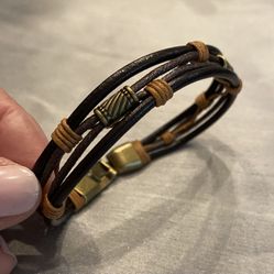 Boho Bracelet For Men. Multi Layer Leather. Brown