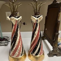 Pink, Black, And Gold Mid-Century Modern Lamps