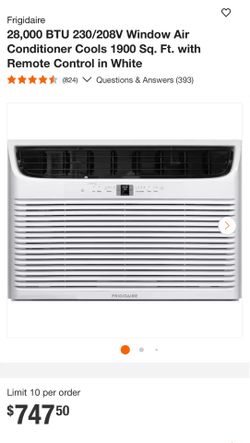 Frigidaire 28,000 BTU 230/208V Window Air Conditioner Cools 1900 Sq. Ft. with Remote Control in White