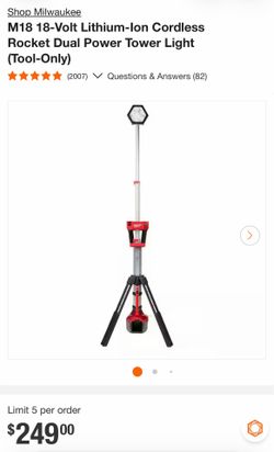 M18 18-Volt Lithium-lon Cordless Rocket Dual Power Tower Light (Tool-Only)