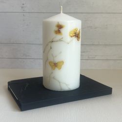 Decorative Pillar Candle With Butterfly Design 