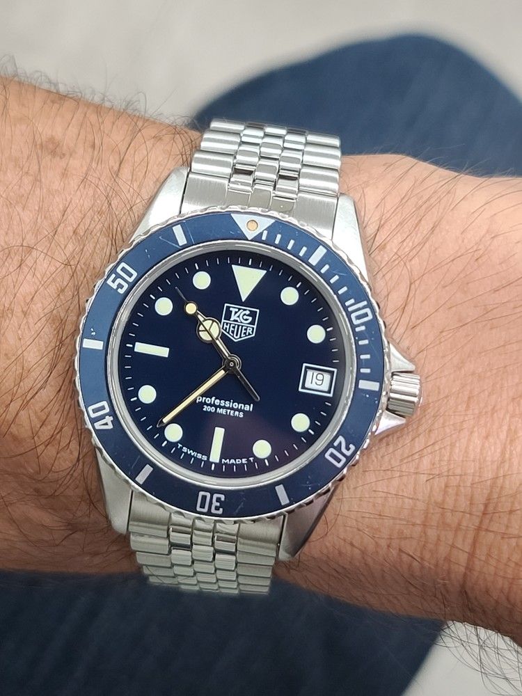 Vintage, Men's Blue Tag Heuer 1000 Prof-200m Diver's/Submarine Watch 980.613B.