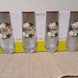 Cute 4 Holiday Set Glasses Brand New 