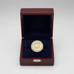 10K Yellow Gold Cz Round Eagle Mens Ring