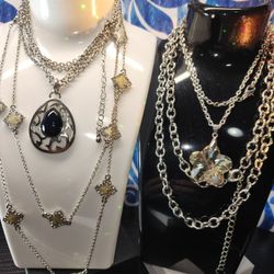 #2024, GORGEOUS VTG LOT, FILIGREE, ENAMEL, 4 NECKLACES
