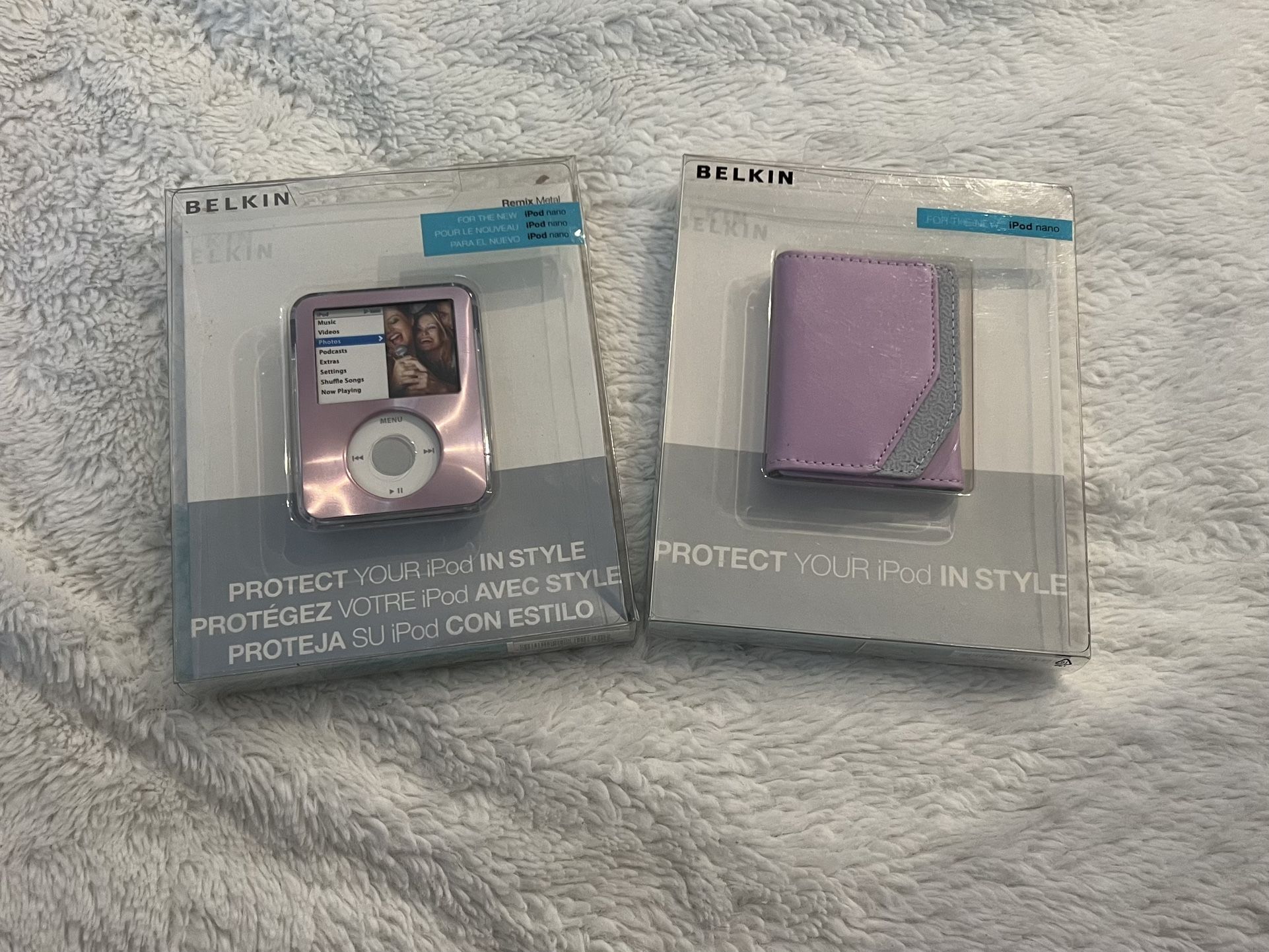NEW Remix Metal Case and Leather Folio Cover iPod Nano 3rd Generation Lavender Purple