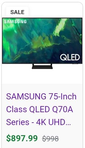 Samsung 75 Inch QLED 4K HDR Ultra HD 120hz Smart TV