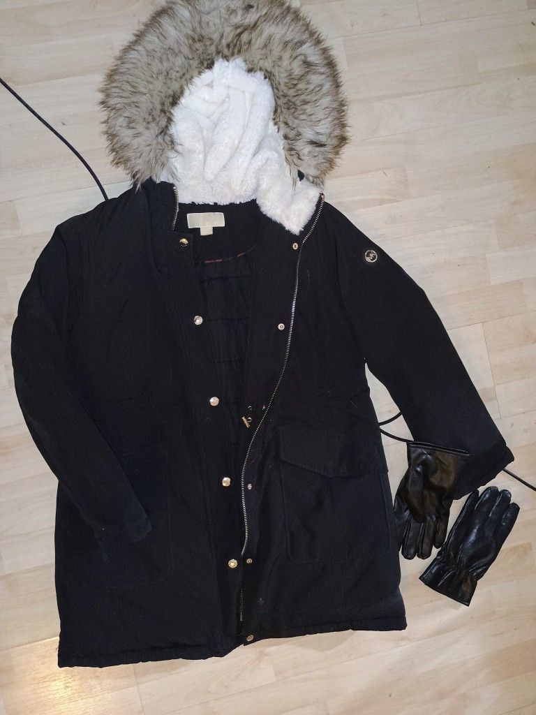 Michael Kors Coat & Gloves