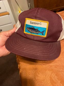 Vintage Fishing hat Santina C. Fish Patch Trucker Hat