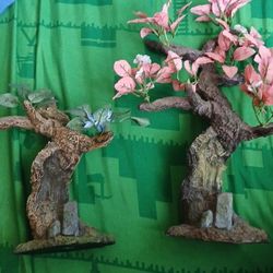 2 Aquarium Bonsai Trees (Pink And Blue)