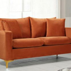 Naomi Velvet Cognac Loveseat

