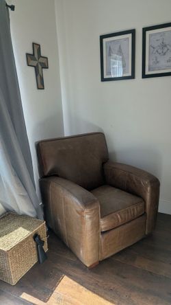 Crate and Barrel leather chair. Reclines. Real leather.