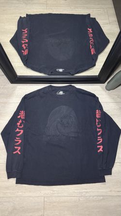 Y2K Sketchy Tank Honja Demon & Japanese Writing Long Sleeve Shirt
