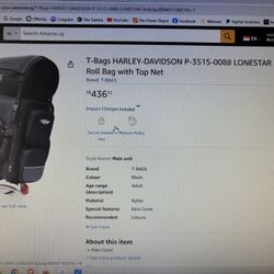 T-Bags Harley Davidson P-3(contact info removed) Loan Star Motorcycle Luggage Roll Bag With Net Top