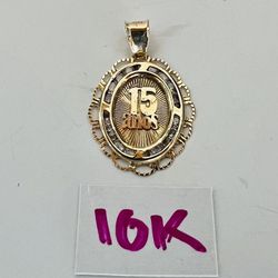 10K Solid Gold Pendant For Wedding ( SWEET 15)
