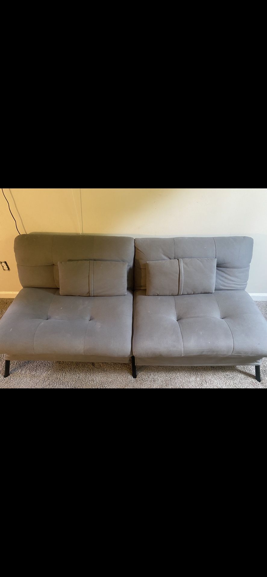 Futon Gray With Two Pillows
