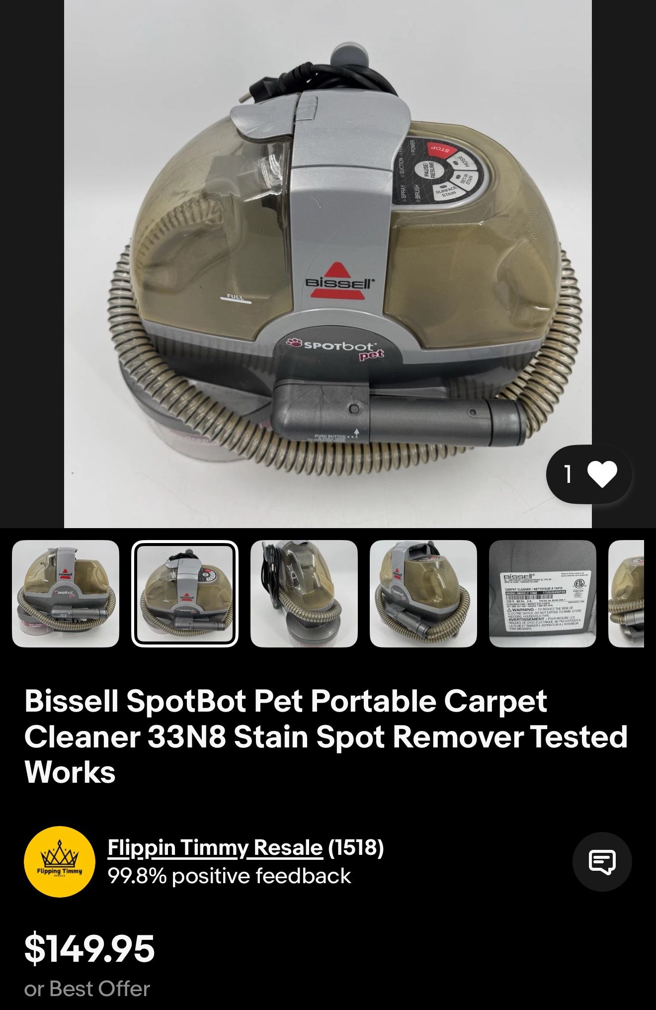 Bissell Spotbot Portable Cartpet 