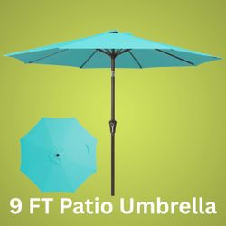 9 FT Outdoor Aluminum Market Umbrella with Crank and Tilt for Patio, Garden, Deck, Backyard, and Pool - Base Not Included