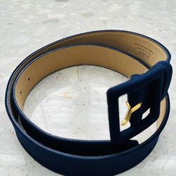 St John Navy Blue Velvet Leather Belt