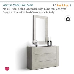 Mobili Fiver, Iacopo Sideboard with Glass top, Concrete Grey,  Laminate-Finished/Glass, Made in Italy for Sale in Addison, IL - OfferUp
