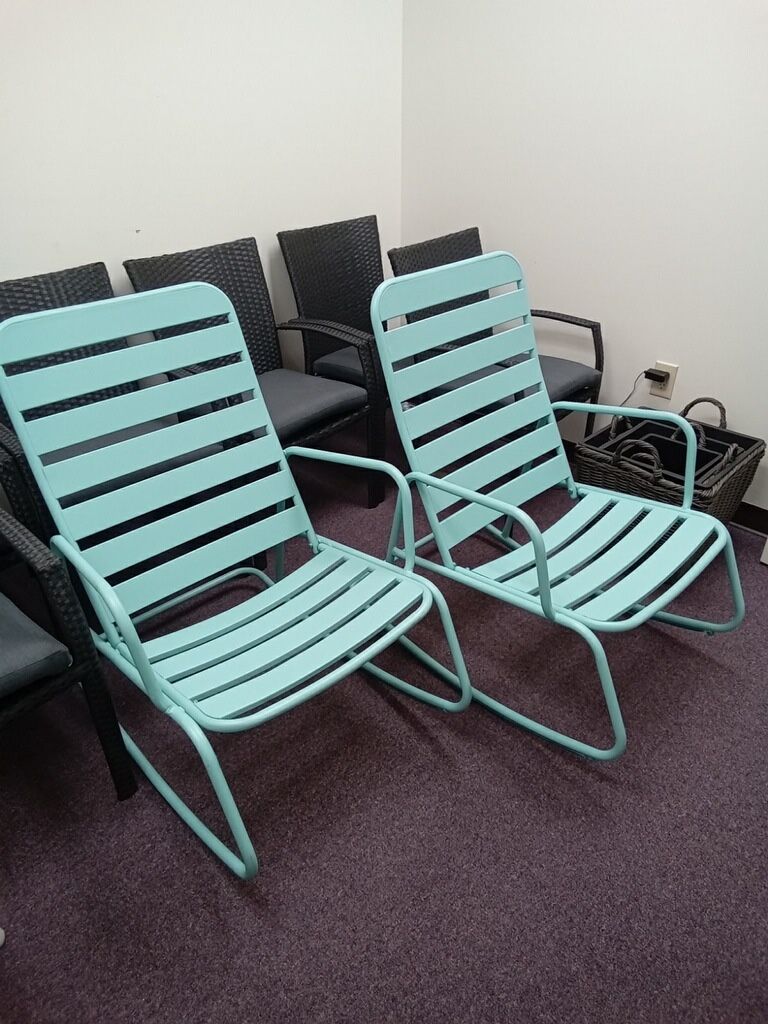 Blue Metal Rocking Chairs 