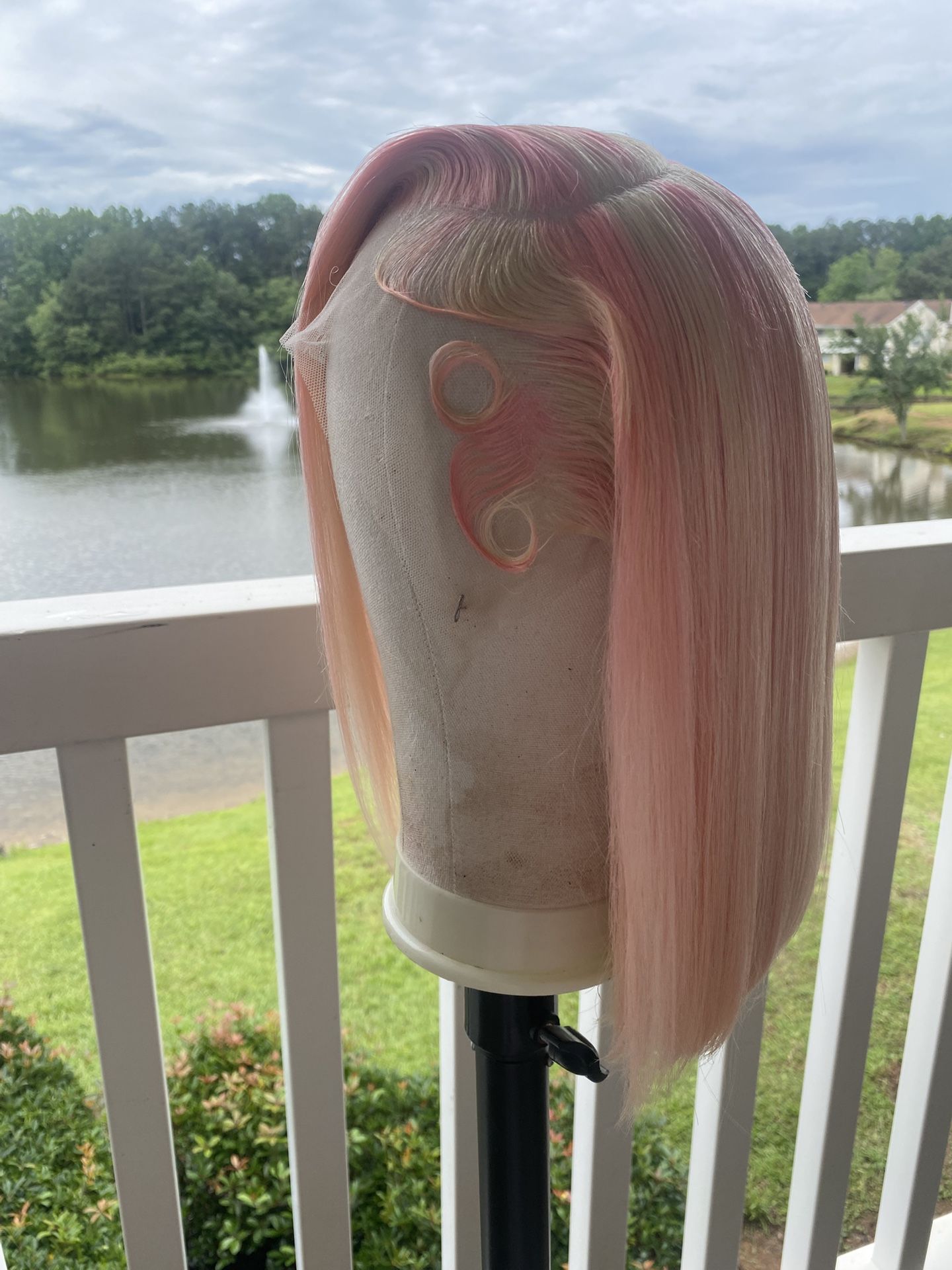 12 Bob Pink And Blonde Custom 13*6 Frontal Free Install With Purchase
