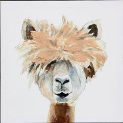 Llama with Bangs by Lanie Loreth print on canvas watercolor