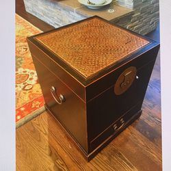 2 Black End Tables - Wicker Weave Top