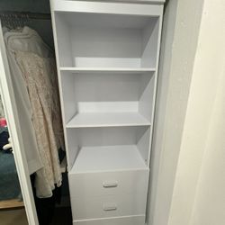 White Bookshelf with Drawers