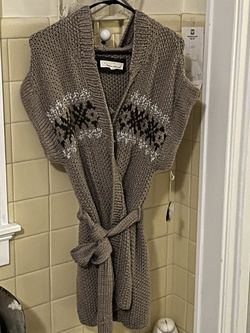 Hooded Belted Knit Cardigan 